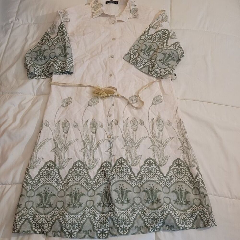 Francesca Bettini Size Small Embroidered Button-Down Dress Made In Italy.. O-12